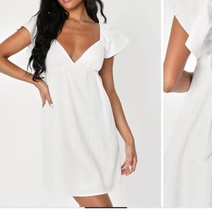 Lulus Sentimental Sweetie White V-neck Tie-Back Mini Dress
